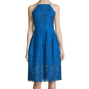 Parker Royal Blue "Alana" Sleeveless Eyelet Dress Size XS